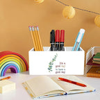 YQDEJ Motivational Eucalyptus Leaves Pen Holder - Image 2