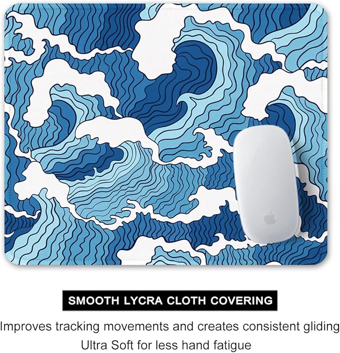 Auhoahsil Mouse Pad, 12 x 10 in Japanese Style Wave Computer Mouse Pad - Image 4