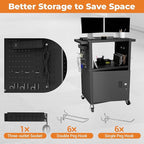 Mobile AV Cart with Push Handles, Heavy Duty Rolling Media Cart with Customized - Image 4