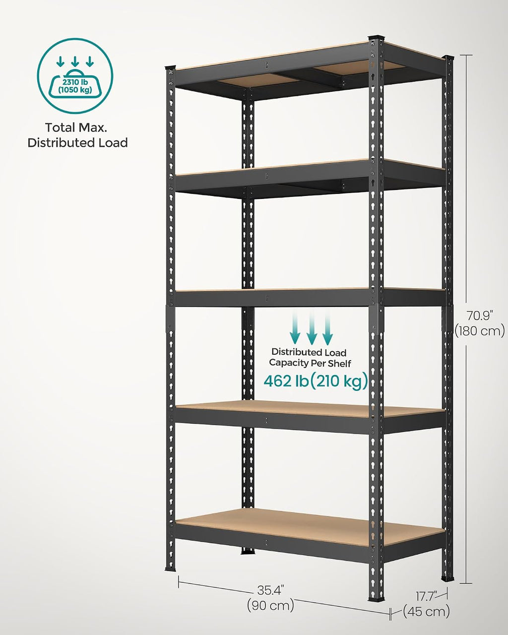 songmics set of 2 5-tier boltless assembly storage, close-up detail
