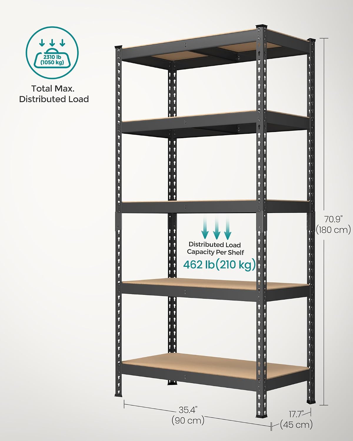 songmics set of 2 5-tier boltless assembly storage, close-up detail