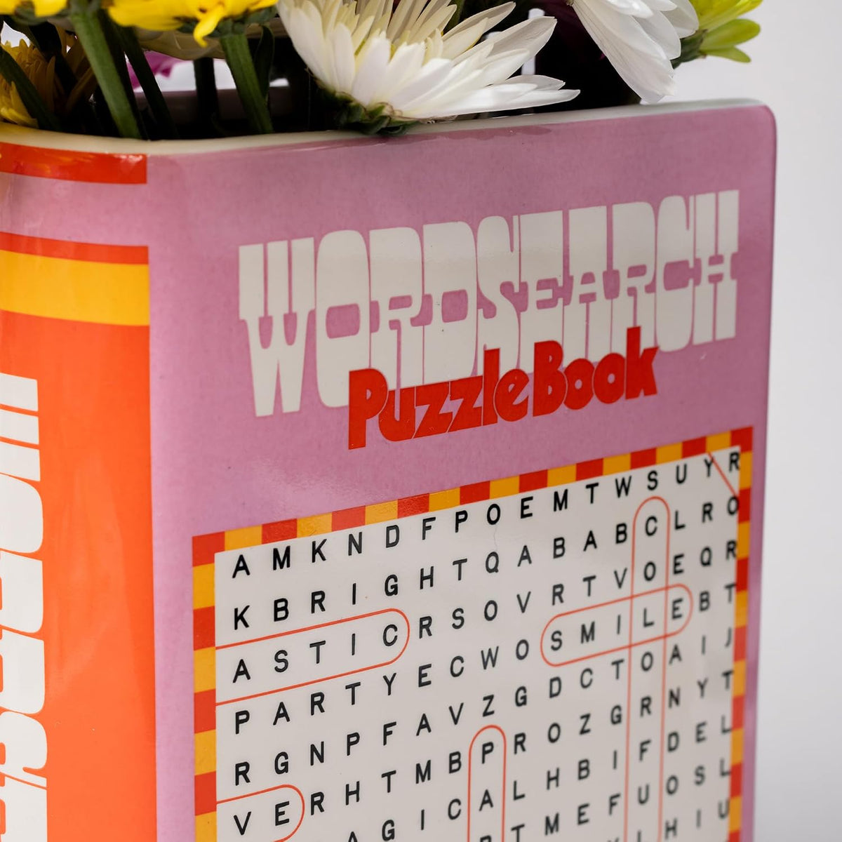 ban.do Ceramic Book-Shaped Vase, Word Search Puzzle