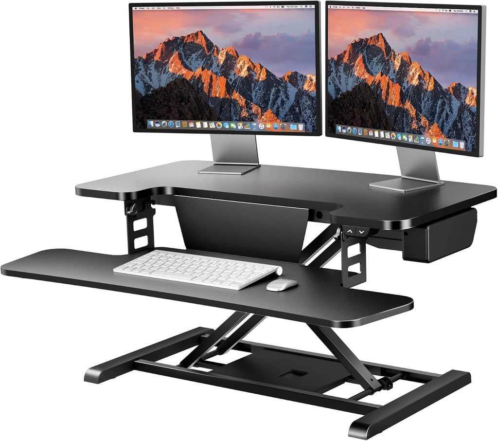 SANODESK 32" Electric Standing Desk Converter, Height Adjustable Riser