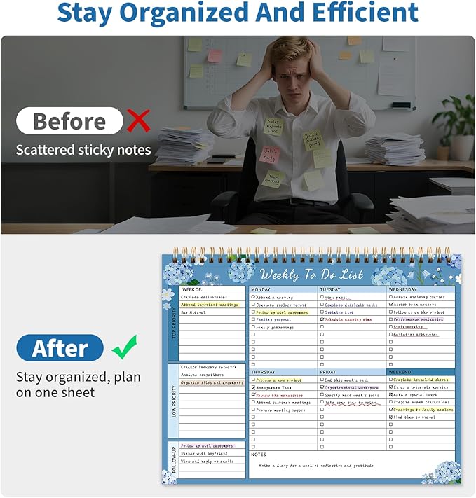 104 Pgs Weekly To Do List Notepad, 52 Duplex-Printed Undated Sheets 100 - Image 4