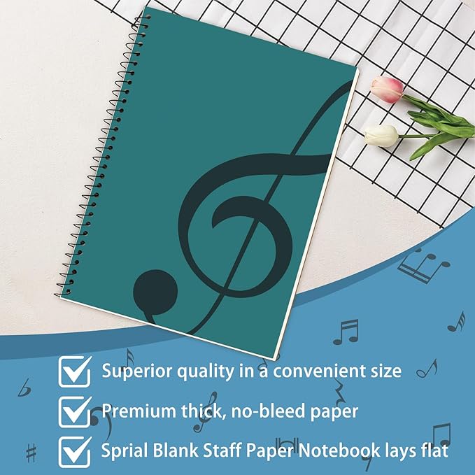DOMMI Blank Sheet Music Composition Notebook 2 Packs, Manuscript Staff Paper - Image 5