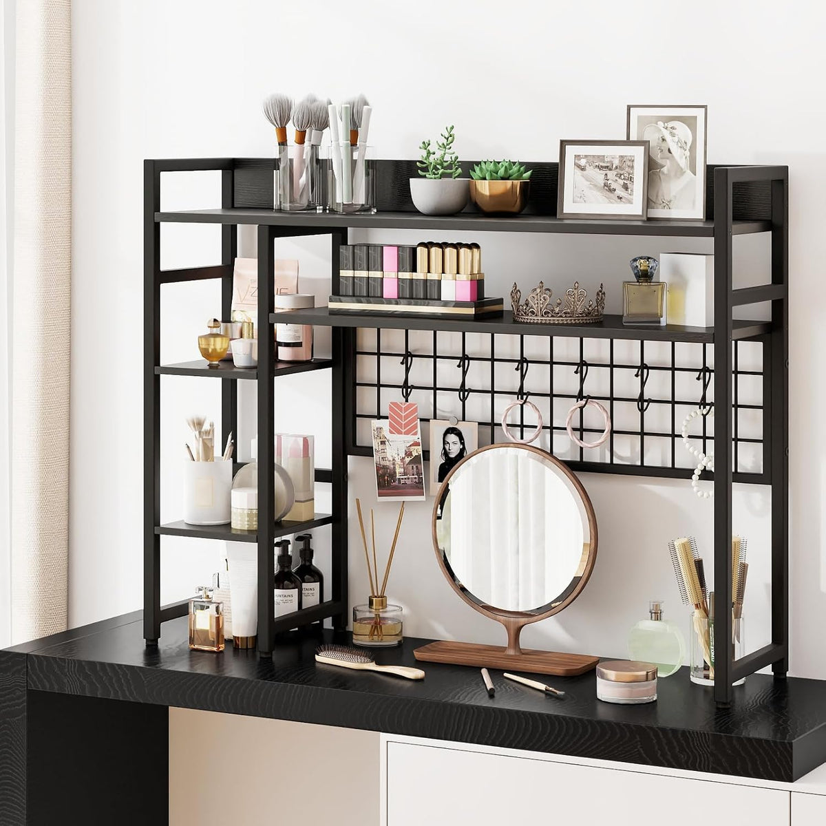 GOFLAME Desktop Bookshelf, 37 Inch Desk Shelf for Computer Monitor, 4-Tier De...