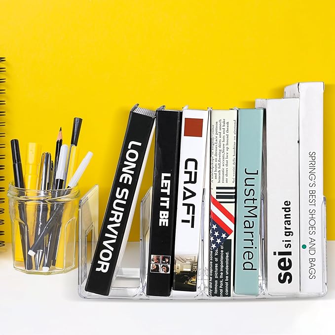 Lemecima 4 Pack Acrylic File Sorter, 4-Section Clear Desktop File Folder Holder - Image 6