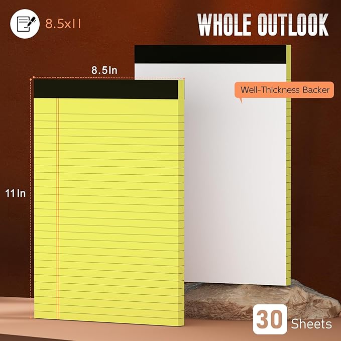 Yellow Legal Pads 8.5 x 11 Note Pads, 3 Pack Yellow Notepads 8.5 x 11 Wide - Image 2