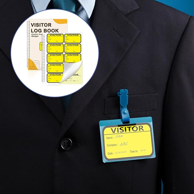1 Pack Visitor Badges with Carbon Copy Visitor Stickers Letter Size Visitor Log - Image 7