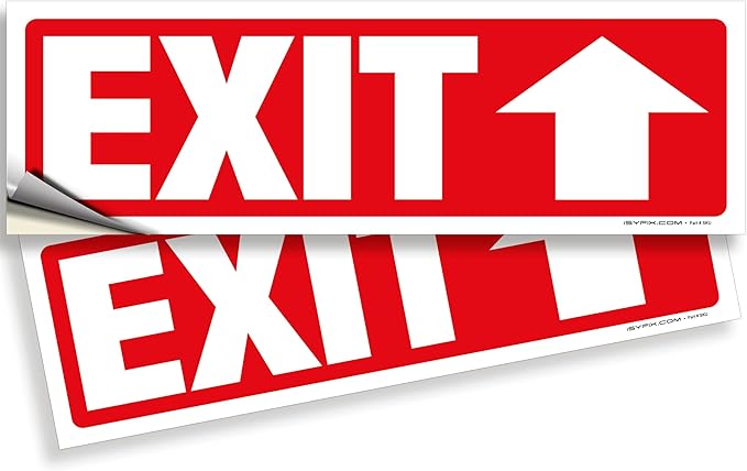 iSYFIX Exit Signs Stickers 2 Pack 12x4 Inch by iSYFIXPREMIUMSIGNS