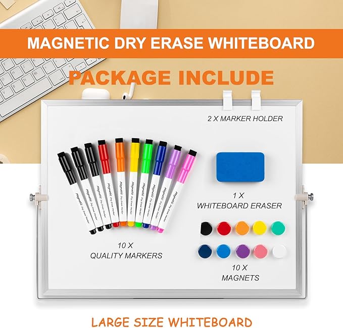 Dry Erase WhiteBoard, Aisuoker 16 x 12inch Magnetic Desktop Whiteboard - Image 2