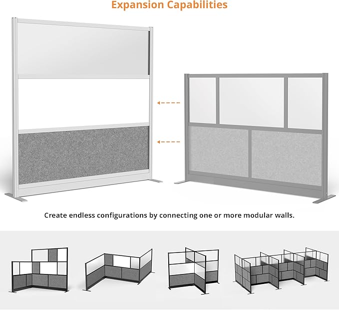 Stand Up Desk Store Workflow Modular Wall | 70'' x 70'' Wall | Expandable - Image 3