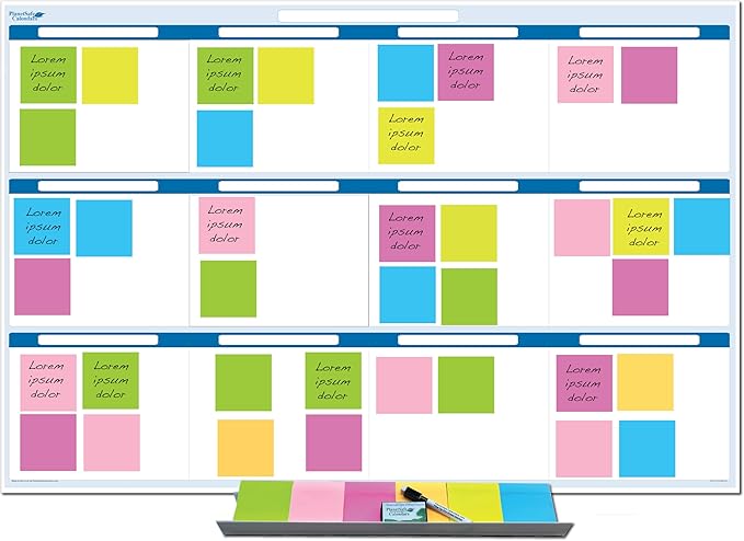 Sky Blue 12 Section Task, Objective and Goals Planning System Horizontal 24" by PlanetSafeCalendars
