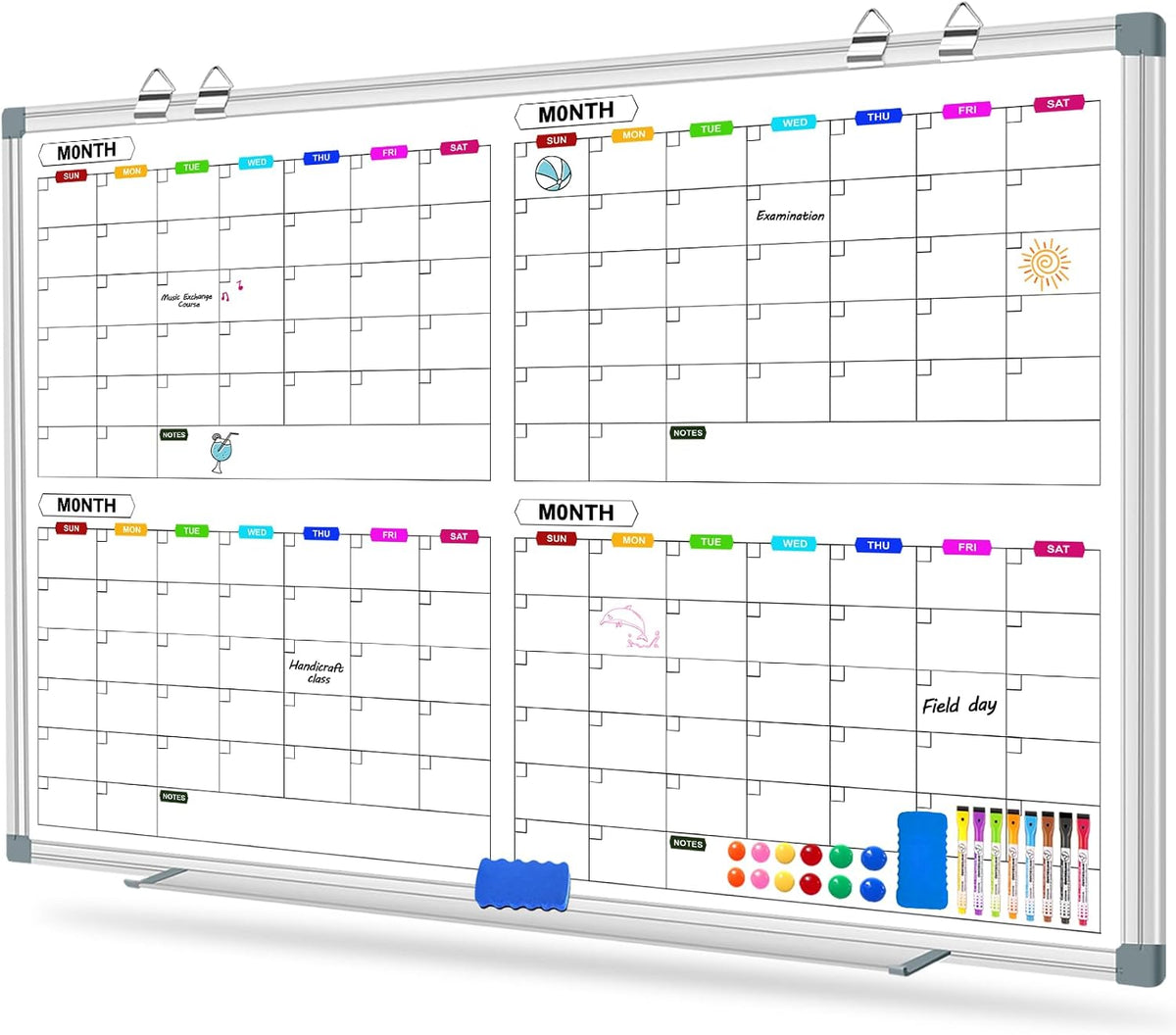 4 Month Large Magnetic Whiteboard for Wall, 60" x 40"