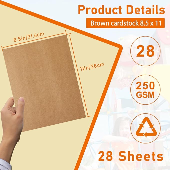28 Sheets Brown Cardstock 8.5 x 11 Printer Paper, 92lb Heavyweight Thank You - Image 2
