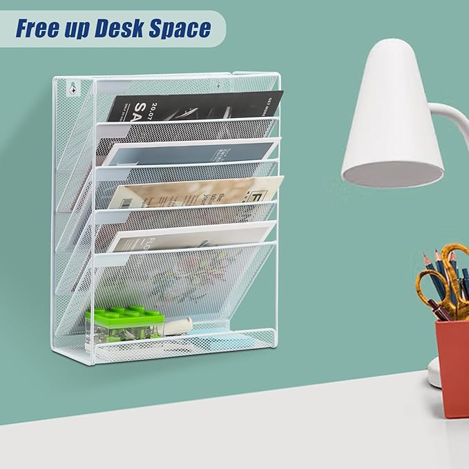 EASEPRES Desk File Organizer Mesh 6-Tier, Hanging Wall Mount Document - Image 6