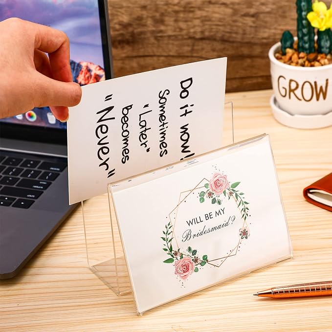 Crtiin 10 Pcs Clear Acrylic Postcard Holder Business Card Holder Greeting Card - Image 2