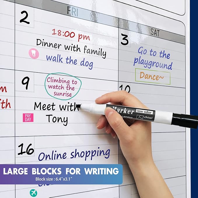 Dry Erase Vertical Three Month Laminated jumbo Wall Calendar, 46 x 63, Huge - Image 4
