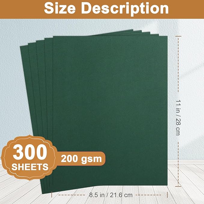 Silunkia 300 Sheets Dark Green Cardstock 8.5 x 11 Certificate Paper, - Image 2