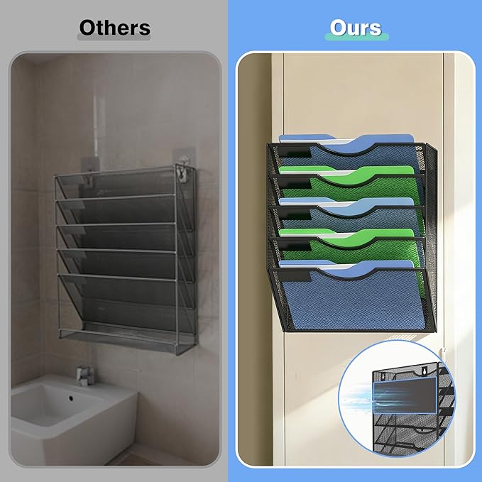 Kuntine.B Wall File Organizer Office Hanging Magazine Holder Wall File Organizer - Image 5