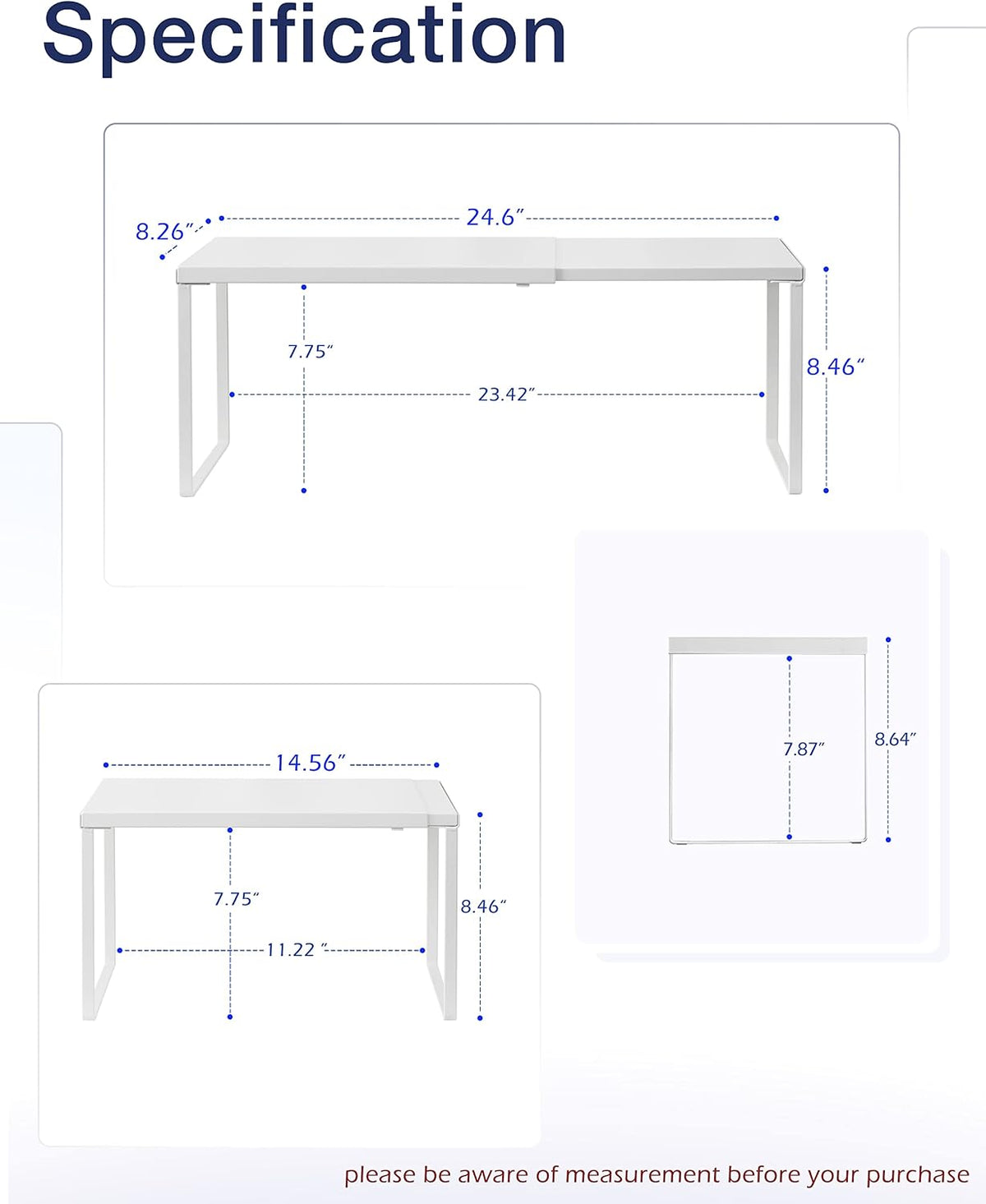 Nxconsu Expandable Cabinet Shelf, Shelf Riser for Cabinets, 8.26" White