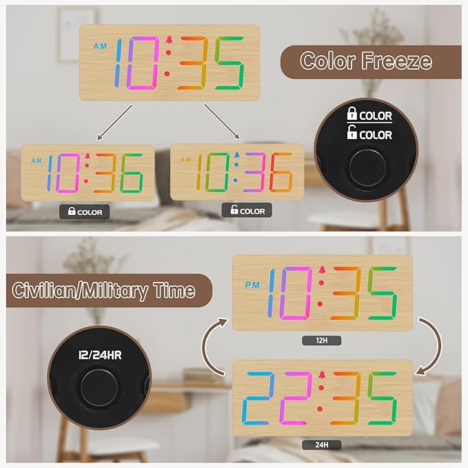 DreamSky Wooden Digital Alarm Clock - Image 6