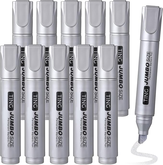 Fuutreo 10 Pack Jumbo Permanent Markers Bulk Large Chisel Tip Permanent Markers by Fuutreo
