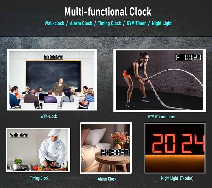 ETEBRG 26'' Huge Digital Wall Clock, Home Gym Interval Workout Timers, - Image 3