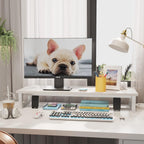 yaohuoo dual monitor stand riser, 39inch large monitor, close-up detail