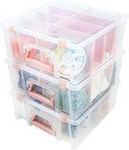 artbin super satchel double deep, 8-compartment box, rose, front angle view