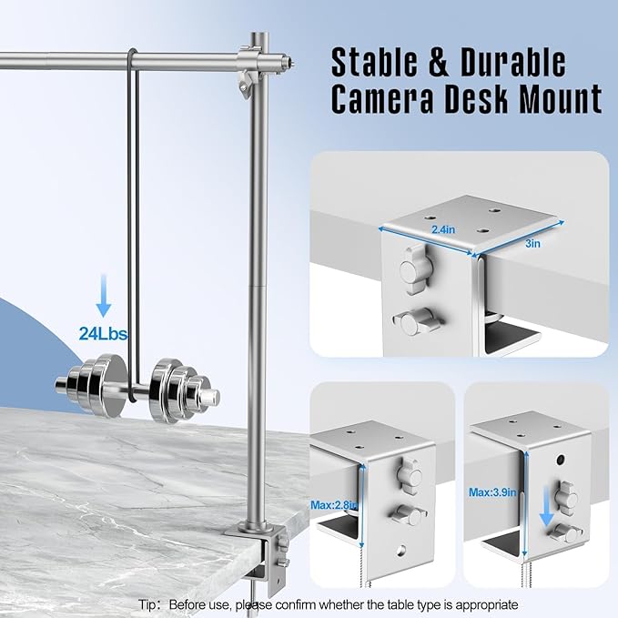 Overhead Camera Mount Rig, Adjustable Aluminum Tabletop Platform - Image 5