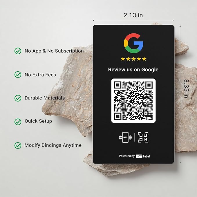 HotLabel Review Card 3-Pack + For Boosting Business Reviews + Black + NFC Tap & - Image 3
