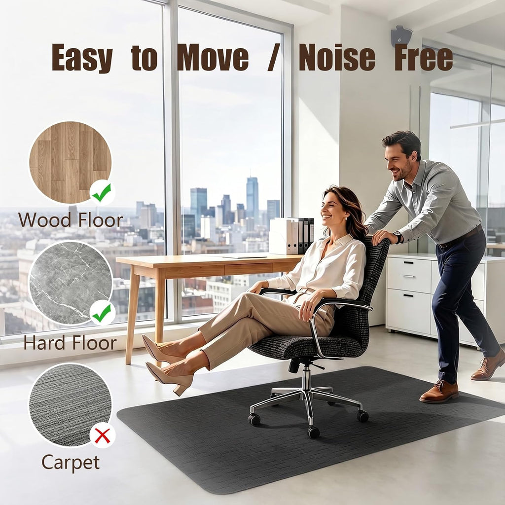 Bsmathom Office Chair Mat for Hardwood Floor, 36" x 48" Desk Computer Chair Mat for Hard Wood and Tile Floor, Anti-Slip Hard Floor Protector Chair Mat, PVC Mat Desk Rug for Office Home, Black