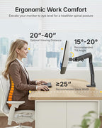 monTEK Single Monitor Arm with USB A/C, Ultrawide Monitor Stand - Image 3