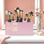 Exqcom Pink Christian Makeup Brush Holder, Daughter of the King Bible Verses - Image 5