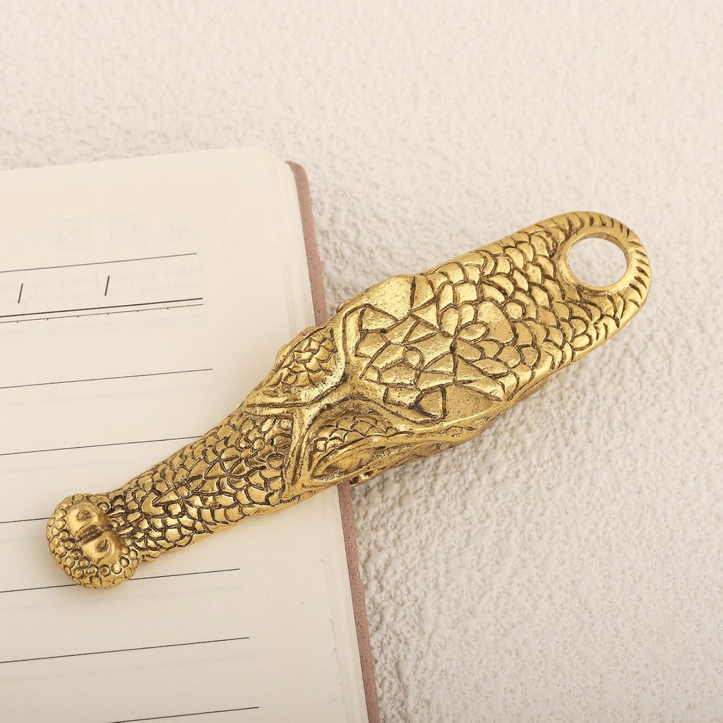 Vintage Crocodile Head Journal Clip - 3.4 Inch Heavy Duty Alligator Metal Book Clip Pin, Solid Decorative Bookmark Paper Organizer Notebook Holder Planner for Home Office Desk