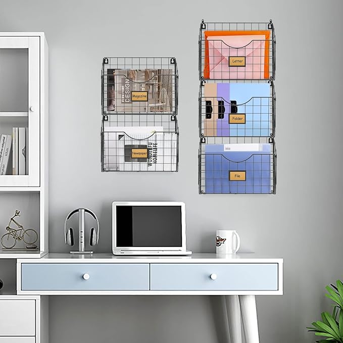 5-Tier Over the Door File Organizer, Stackable Hanging Wall Files Rack - Image 5