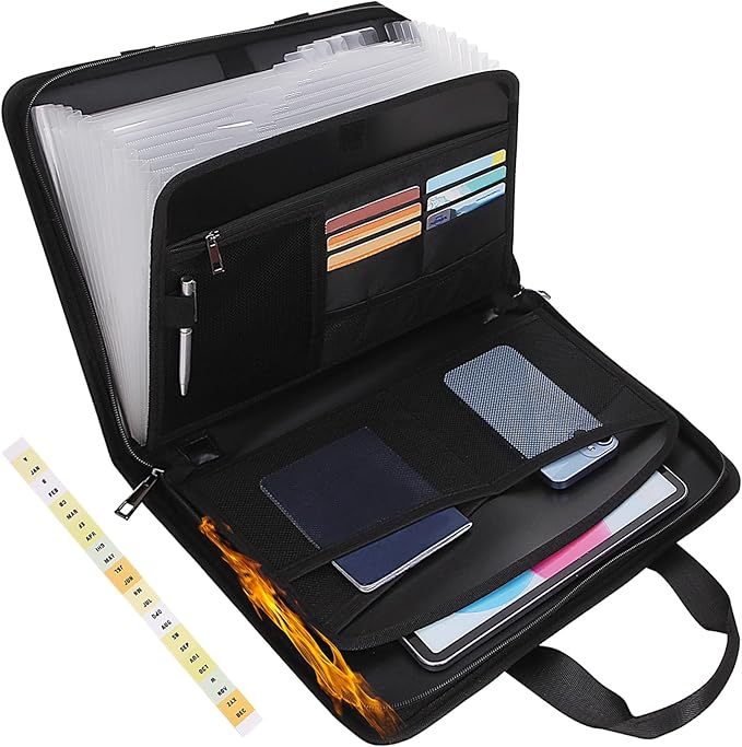 Fireproof Accordion File with Handle, Expandable File Folder Organizer by Unknown