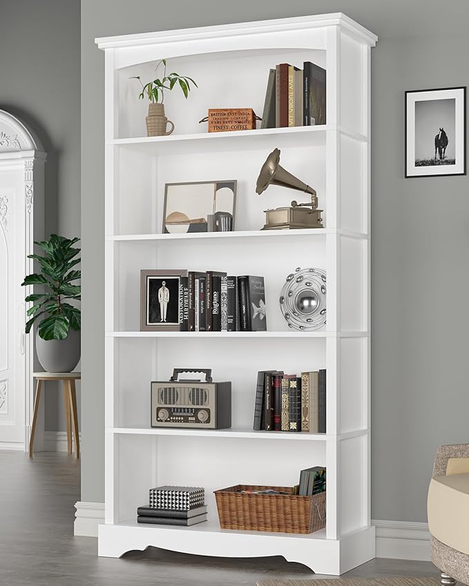 TVU 5-Tier Wooden Bookshelf, 65 Inch Tall Bookshelf - Image 2