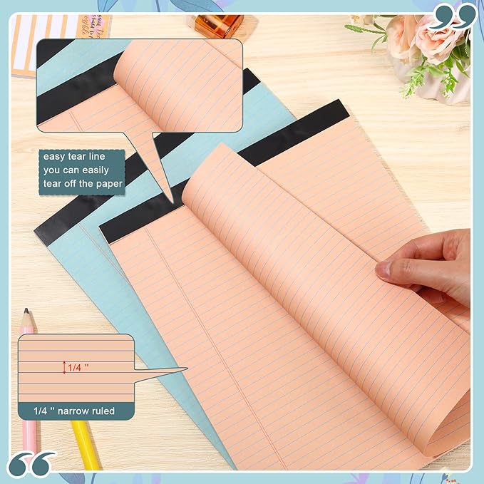 Fuutreo 8 Pcs 8.5'' x 11'' Colored Legal Pad Writing Pads Narrow Ruled 50 - Image 4