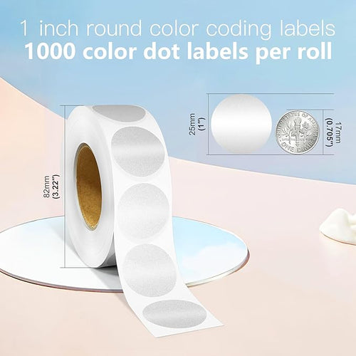 1 Inch Round Color Coding Labels, 1000 Dots Per Roll Sliver Color Coded Dot - Image 2