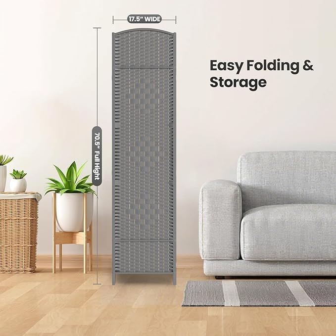 Cocosica Folding Room Divider, Weave Fiber Privacy Screen, Extra Wide Room - Image 7
