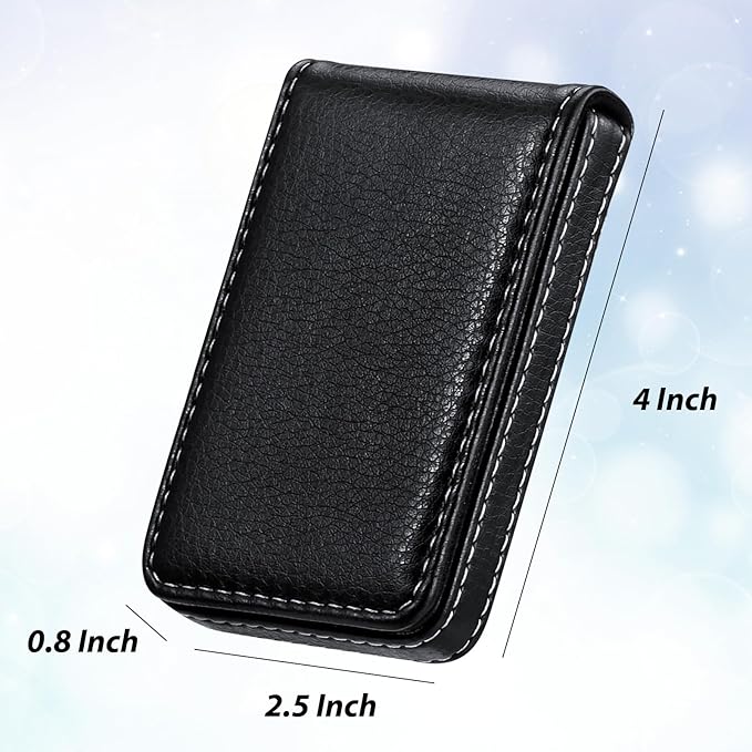 Outus 2 Pieces Business Card Holder, PU Leather Business Card Case Pocket Wallet - Image 2