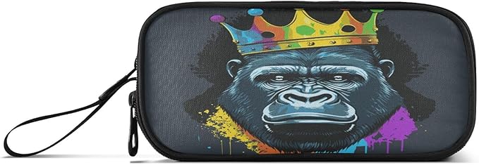 BOENLE Gorilla with Crown Pencil Case Box Boys Girls Large Pencil Pouch with - Image 8
