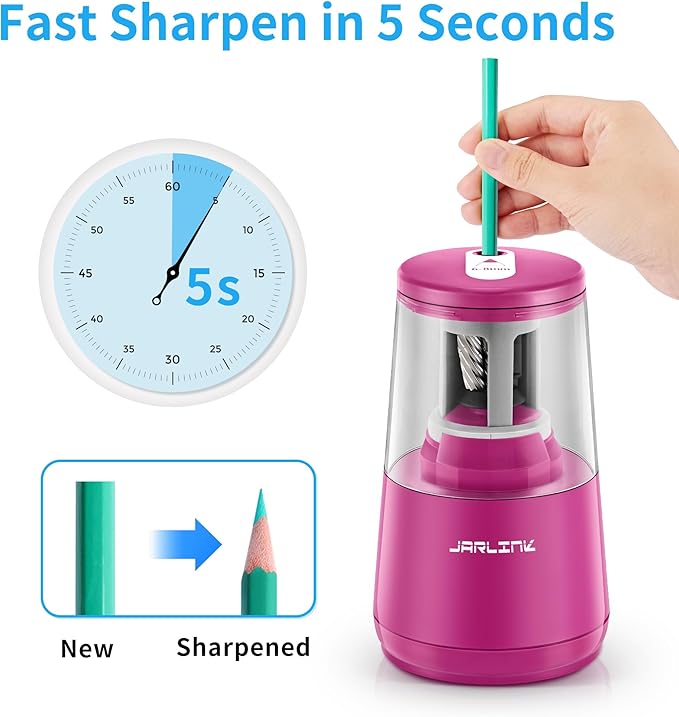 JARLINK Electric Pencil Sharpener, Heavy-Duty Helical Blade to Fast Sharpen - Image 2