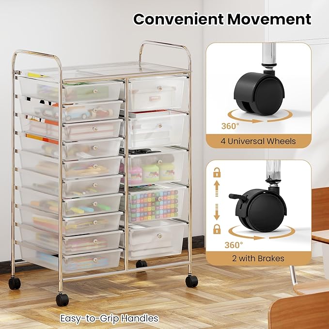 Giantex 15 Drawer Rolling Cart - Image 6