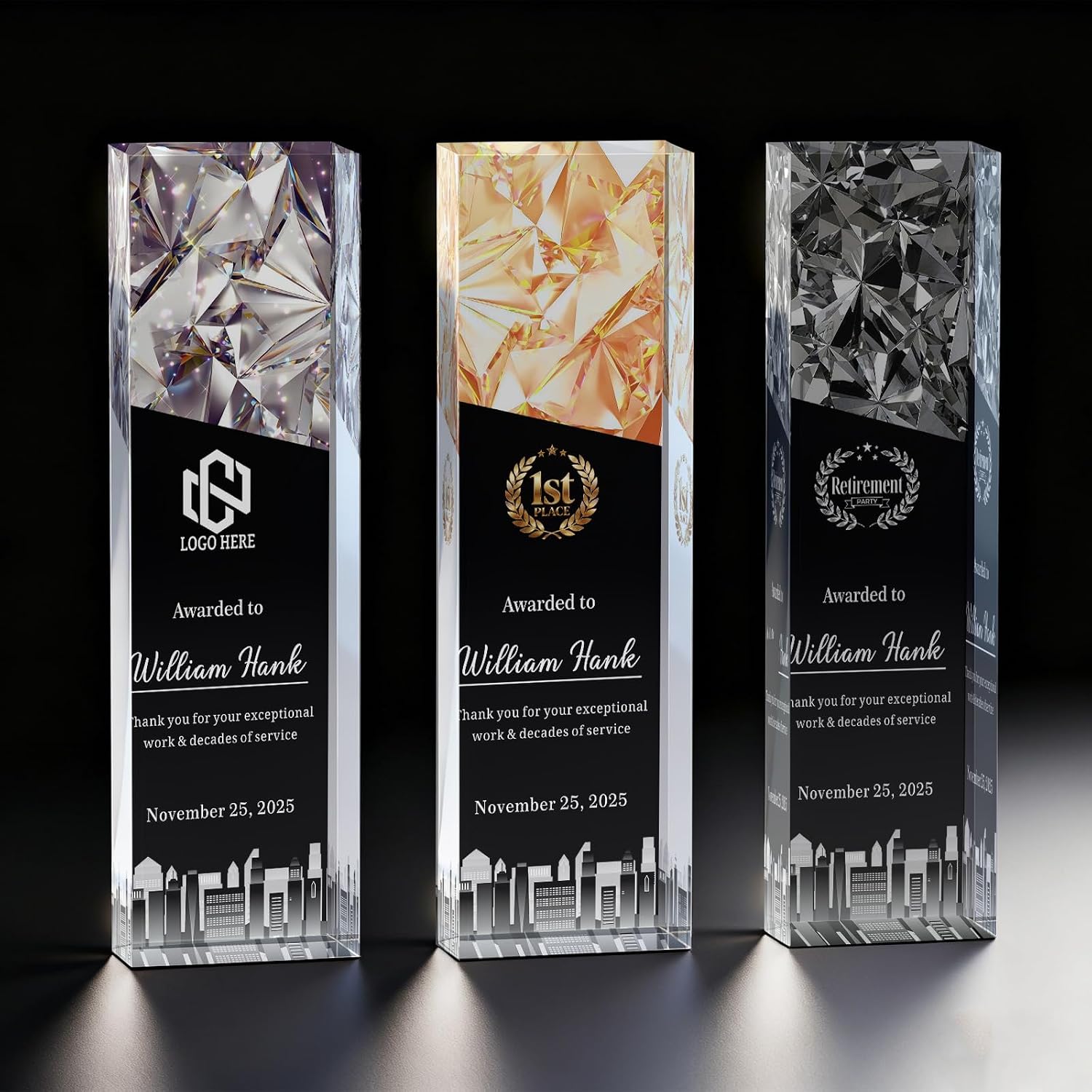Personalized Employee Recognition Trophy, Custom Years of Service Award | customized with name, title and year for employee appreciation, work anniversaries, team achievements and office display