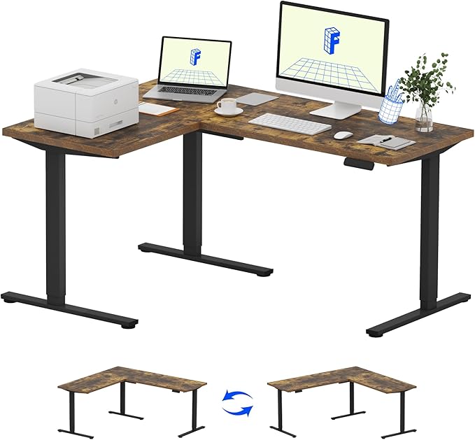 FLEXISPOT L Shaped Standing Desk, 63 x 47 Inch Electric Height Adjustable by FlexiSpot