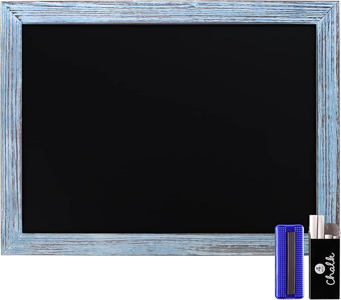 HBCY Creations 18" x 24" Rustic Blue Solid Wood Frame Wall Chalkboard, Magnetic by HBCYCreations
