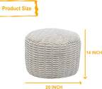 asuprui round ottoman pouf foot stool, light gray shown in use